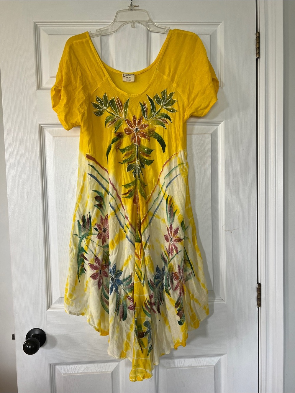 Exist Yellow Floral Handkerchief Hem Swim Coverup